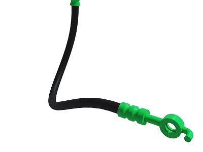 Green and Black Flexible Tool with Loop End and Curved Tubular Structure 3d model