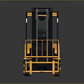Industrial Yellow Forklift With Cab Lifting Forks And Reflective Surface 3d model