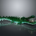 Green and White Building Blocks Crocodile Model Constructed with Detailed Design