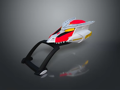 Sci Fi Weapon Design With Red Yellow White Color Palette And Wing Shaped Accents 3d model
