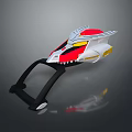 Sci Fi Weapon Design With Red Yellow White Color Palette And Wing Shaped Accents