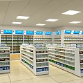 Bright Pharmacy Store Interior With Shelves Full Of Medicines And Products