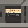Stylish Modern Wine Cabinet In Kitchen With Glass Doors And Built-in Lighting Storage Shelves