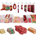 Assorted Meat Products Display With Sausages Ham Bacon And Packaged Items 3d model