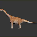 Orange Sauropod Dinosaur Game Movie Character with Long Neck Open Mouth Standing 3D Render