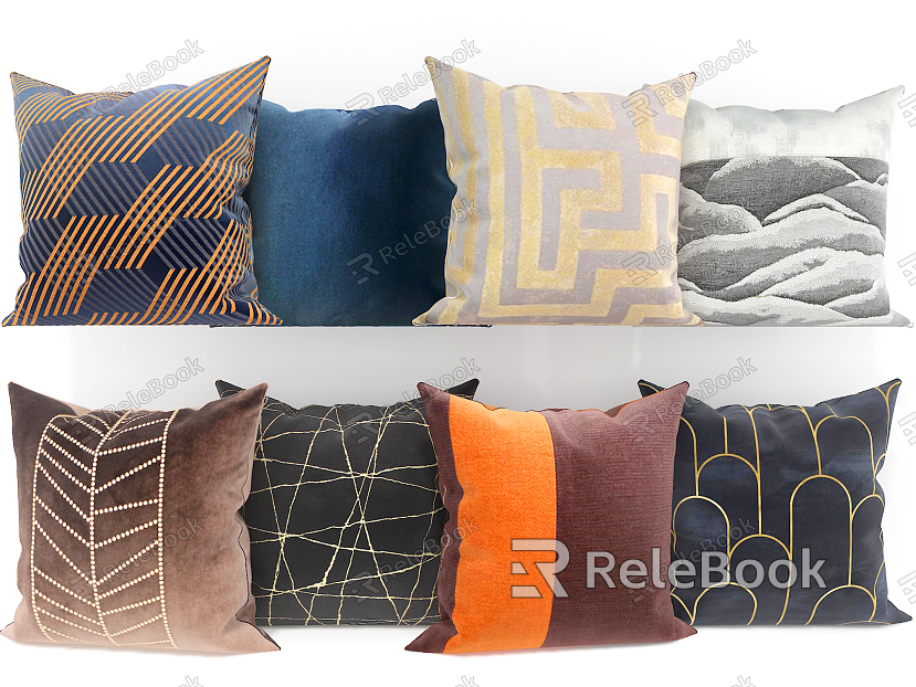 Modern Pillow Luxury Fabric Pillow Combination model