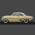 Classic Yellow Vintage Car With White Roof Two Door Chrome Details