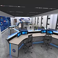 Modern Control Room Interior With Multiple Monitoring Screens Control Consoles And Office Chairs