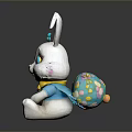 Cute Plush White Rabbit With Blue Bow Yellow Clothing And Easter Egg Backpack 3d model