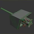 Military Weapon 3D Rendering With Long Barrel Square Mount Wheeled Base And Mechanical Structure