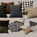 Stylish Decorative Pillows With Various Colors Textures And Patterns For Home Decor 3d model