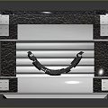 Black Leather Textured Metal Case With Silver Frame Blue Grid Top And Handle