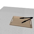 Wooden Serving Tray With Stainless Steel Tongs For Daily Household Use