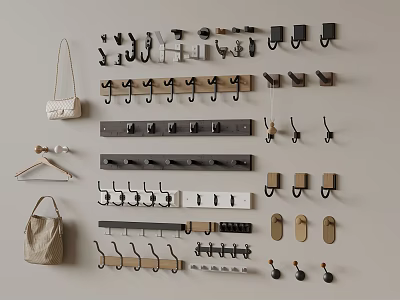 Various Design Wall Hooks For Home Hanging Accessories And Organization 3d model
