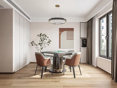 Modern Hotel Mahjong Room Interior With Chairs And Decor 3d model