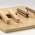 Wooden Cabinet Handles Featuring Various Styles And Metal Accents On Wooden Platform