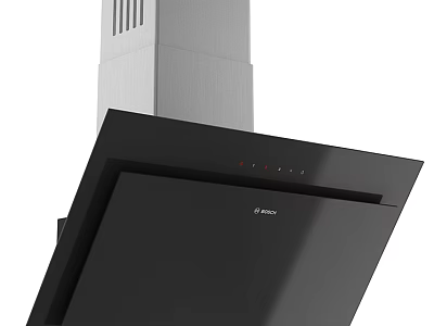 Modern Black Robam Kitchen Range Hood with Sleek Design and Silver Accent 3d model