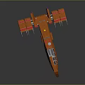 Futuristic Red Cosmic Spaceship With Modular Structure And Detailed Design Elements