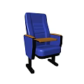 Blue Theater Chair With Wooden Armrest Table And Black Legs