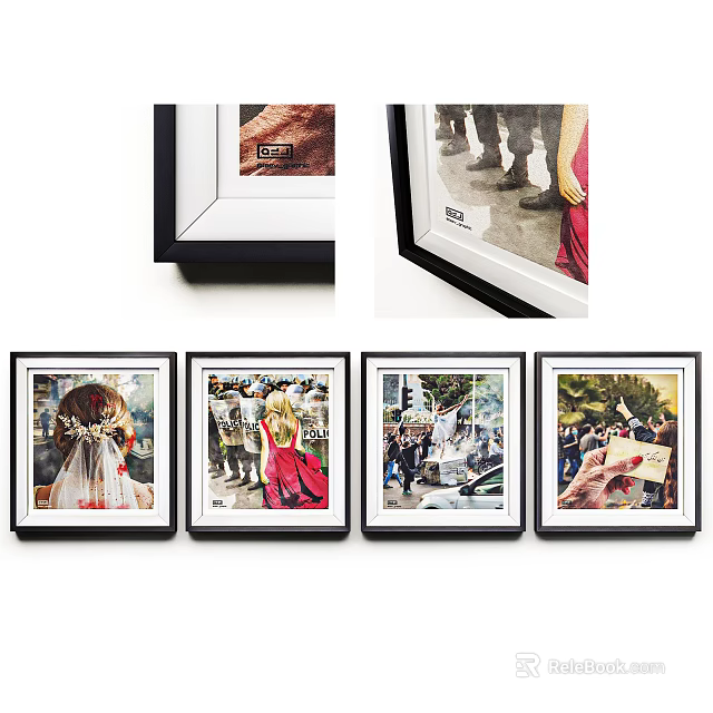 Framed Photos With Various Scenes For Home Interior Decor 3d model 
