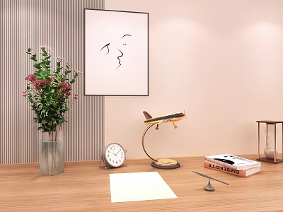 Modern ornaments combination aircraft hourglass alarm clock combination 3d model