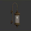 Elegant Vintage Copper Wall Mounted Lighting Combination With Grid Shade Design 3d model