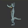 Game Movie Character Blue Dragon 3D Model With Green Eyes And Yellow Belly Standing Pose