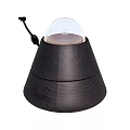 Modern Wooden Texture Table Lamp With Transparent Dome And Black Cable