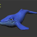 Blue Cartoon Whale 3D Model With Shiny Surface And Playful Eyes