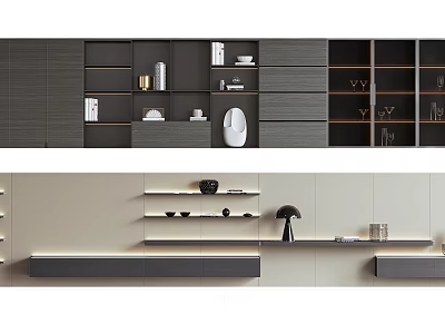 Modern Bookcase With Sleek Gray Finish Open Shelves And Storage Drawers Design 3d model