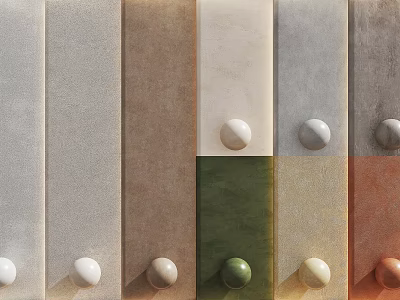 Modern Wall Paneling with Various Colors and Round Decorative Knobs for Interior Design 3d model