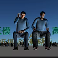 Crowd of People in 800 Frame Animation with Low High Poly Models Standing Sitting Walking Running