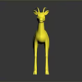 Yellow Antelope Sculpture With Shiny Surface And Reflection On Black Background