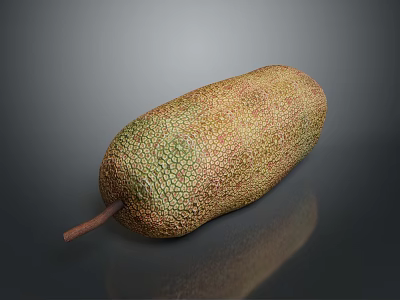 Fresh Ripe Jackfruit With Textured Green And Brown Skin On Dark Surface 3d model