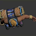 Game and Movie Character Featuring Blonde Hair Blue Vest Yellow Accents Arm Bands Colorful Shoes