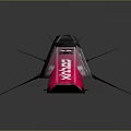 Streamlined Pink and Black Race Car with DDD Logo Aerodynamic Features and Reflective Surface