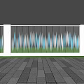 Modern Building Exterior Wall Design With White Columns Metal Railings Green Trees And Lush Grass