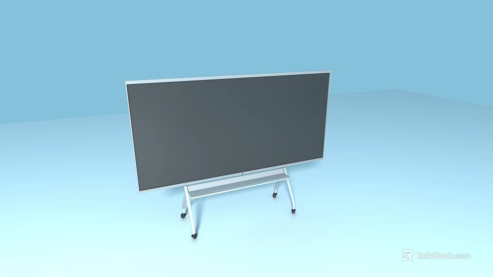 Conference Room Large Display Screen On White Rolling Stand For Presentations 3d model 