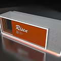 Modern Reception Desk With Orange Panel Risen Brand And LED Lighting 3d model