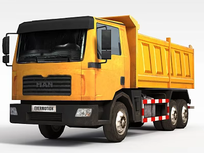 Yellow TIAN Heavy Duty Dump Truck With Black Cab And Rear Dump Body 3d model