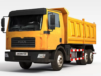 Yellow TIAN Heavy Duty Dump Truck With Black Cab And Rear Dump Body 3d model