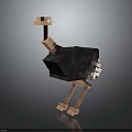 Pixel Art Ostrich 3D Model in Standing Pose with Digital Rendering and Stylized Design 3d model