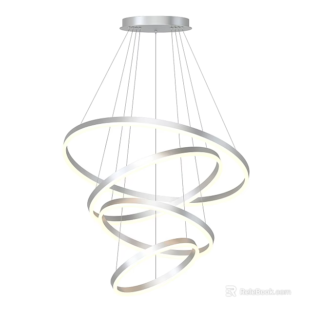 Modern Circular Ring Chandelier With Sleek Metallic Finish And Illuminated Design For Contemporary Interior 3d model 