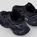 Trendy Black Extreme Sporty Shoes With Thick Sole Mesh Leather And Complex Laces