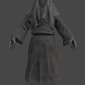 Mysterious Hooded Robed Figure 3D Model With Dark Cloak and Outstretched Hands
