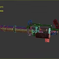 Rusty Multi Barrel Weapon With Vintage Mechanical Structure And Metal Barrels 3d model