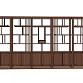 Chinese Style Wooden Display Shelf Featuring Multiple Layers And Lattice Doors