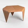 Modern Wooden Stool With Geometric Design Hexagonal Seat And Triangular Legs 3d model