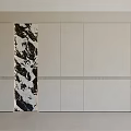 Minimalist Sofa Background Wall With Black And White Marble Decor And White Panels