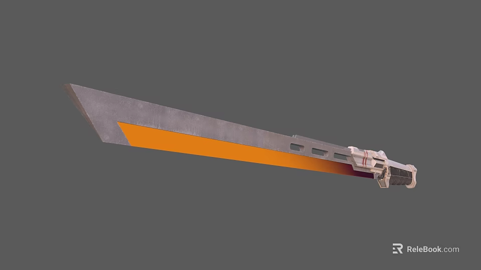 Long Blade Weapon Features Gray Orange Accents And Modern Handle Design 3d model 